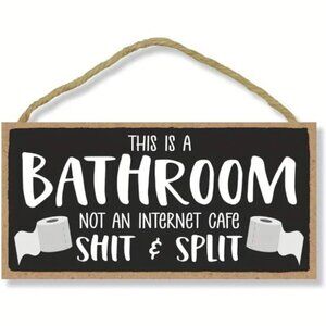 NEW! Funny Wood bathroom Wall Sign Wall Decor